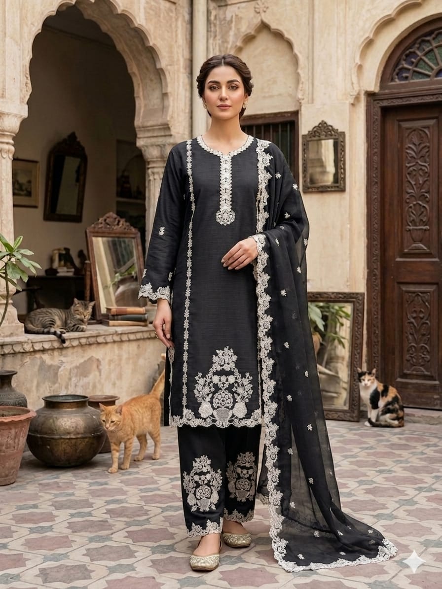 Women's Cotton 3-Piece Suit – Luxury Embroidered Festive Wear
