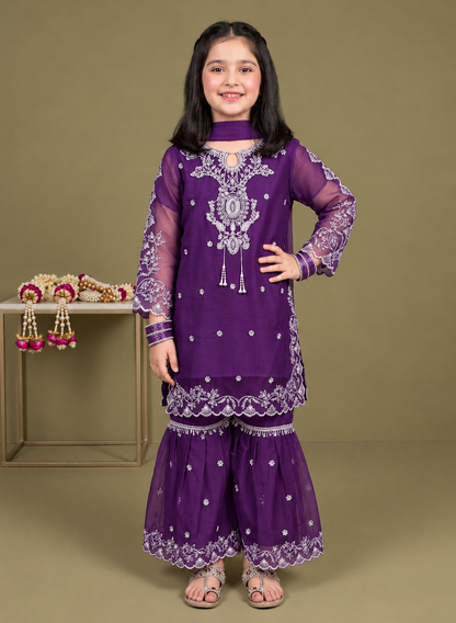 Chiffon cutwork Style Suit 3-Pcs