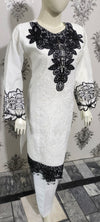 White Ladies suit with black Embroidery