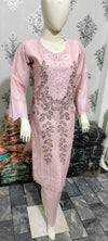 Ladies Pink Embroidered suit with a matching Chiffon Dupata