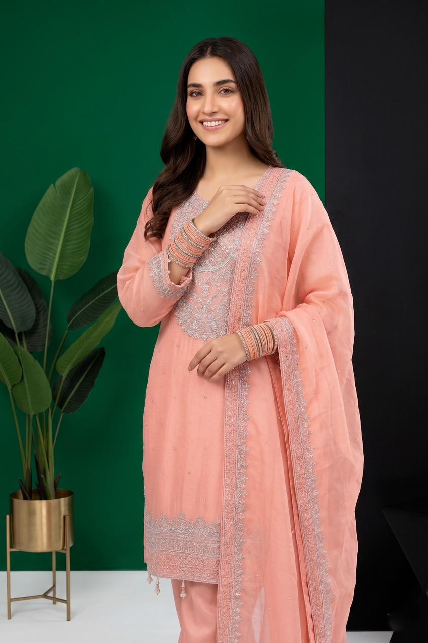 Premium Fancy Crinkle Chiffon 3-Piece Stitched Suit | Embroidered Collection | Pehnavaa Store