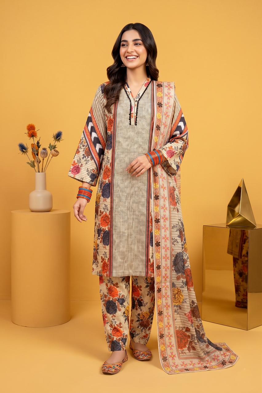 Premium Summer Printed Lawn 3-Piece Suit (Shirt, Trouser & Dupatta) | All Sizes Available | Pehnavaa Store