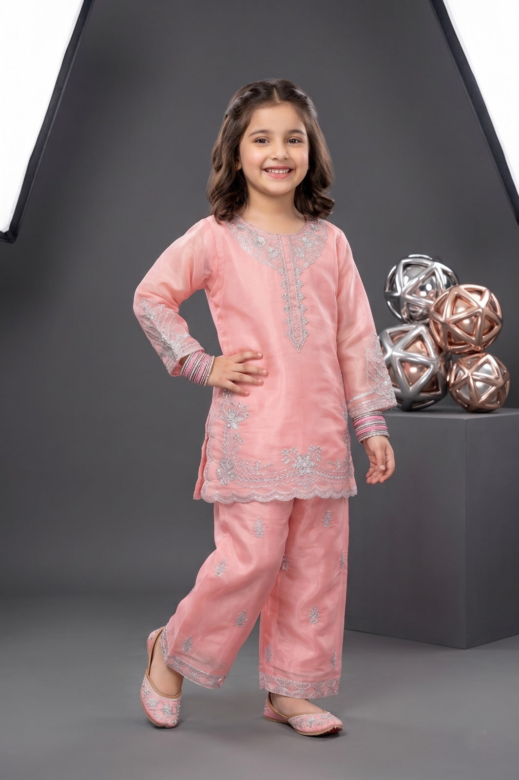 Kids Premium Shesha Silk Fancy Embroidered 3-Piece Suit | Festive Collection | Pehnavaa Store