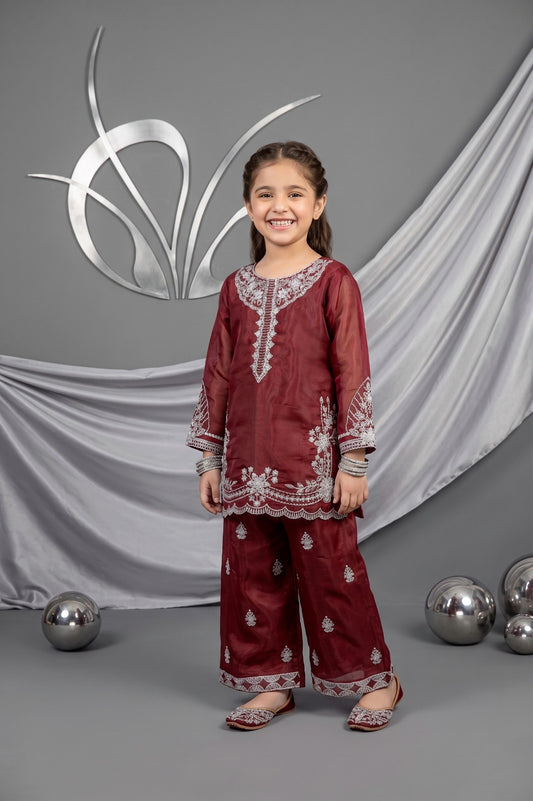 Kids Premium Shesha Silk Fancy Embroidered 3-Piece Suit | Festive Collection | Pehnavaa Store