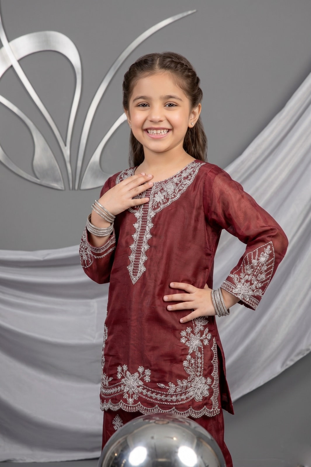 Kids Premium Shesha Silk Fancy Embroidered 3-Piece Suit | Festive Collection | Pehnavaa Store