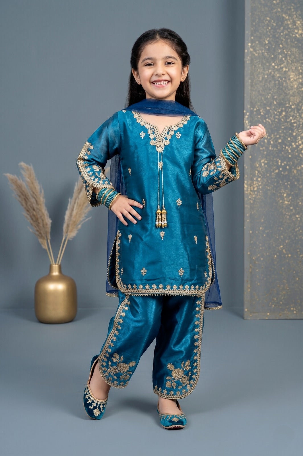 Luxury Shesha Silk Embroidered 3-Piece Festive Collection | Pehnavaa Store