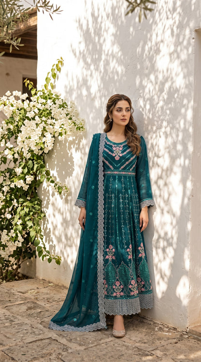 Emaan Adeel Eshaal Chiffon Collection (ESH-06) | Luxury Embroidered Pishwas Maxi | Pehnavaa Store