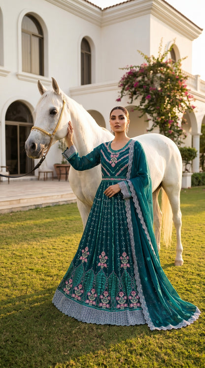 Emaan Adeel Eshaal Chiffon Collection (ESH-06) | Luxury Embroidered Pishwas Maxi | Pehnavaa Store