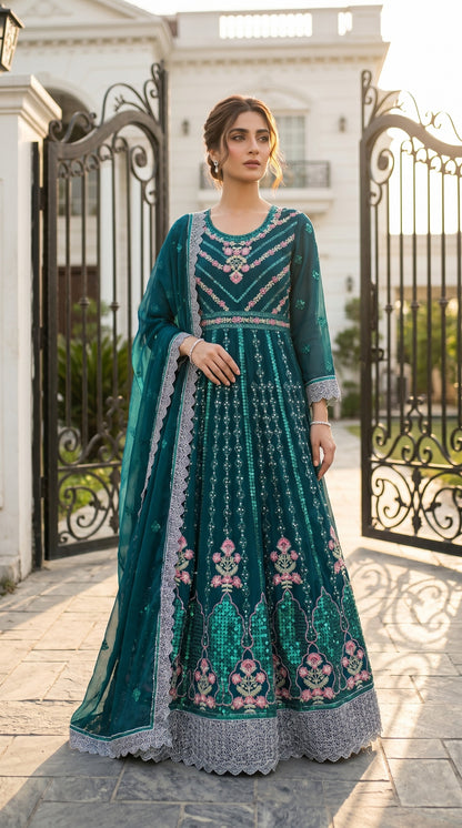 Emaan Adeel Eshaal Chiffon Collection (ESH-06) | Luxury Embroidered Pishwas Maxi | Pehnavaa Store