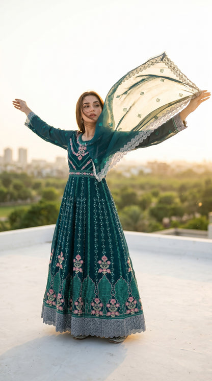 Emaan Adeel Eshaal Chiffon Collection (ESH-06) | Luxury Embroidered Pishwas Maxi | Pehnavaa Store