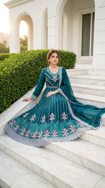 Emaan Adeel Eshaal Chiffon Collection (ESH-06) | Luxury Embroidered Pishwas Maxi | Pehnavaa Store
