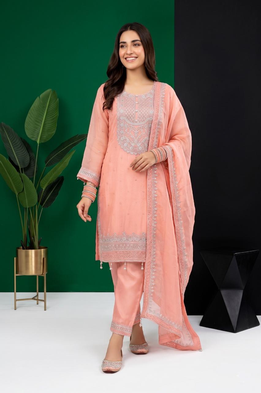 Pehnavaa Women's Fancy Crinkle Chiffon 3-Piece Suit – Luxury Embroidered Festive Collection