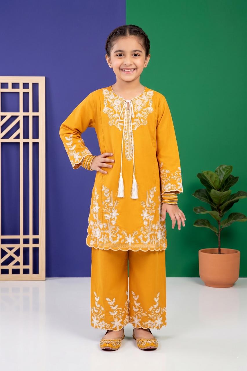 Pehnavaa Girls' Embroidered Cotton 2-Piece Suit – Elegant  Festive Wear