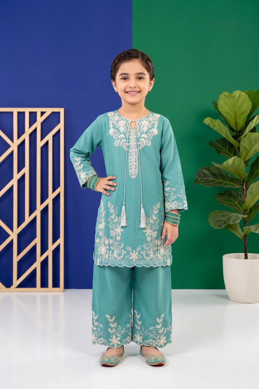 Pehnavaa Girls' Embroidered Cotton 2-Piece Suit – Elegant  Festive Wear