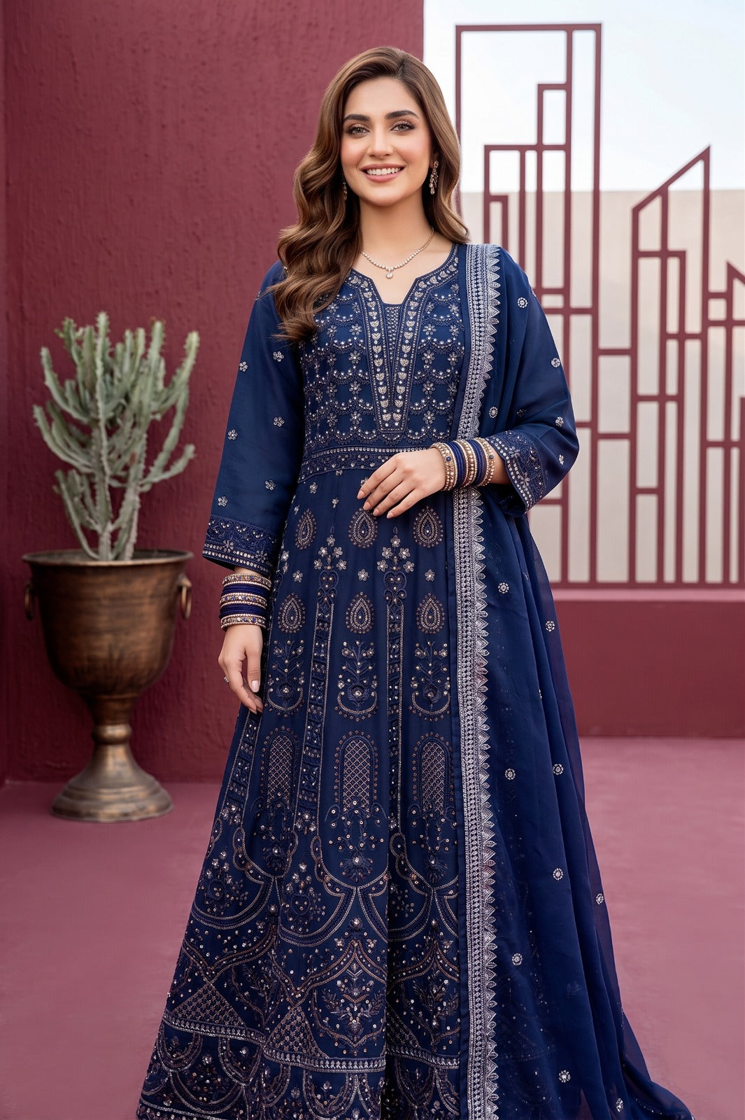 Emaan Adeel Eshaal Chiffon Collection (ESH-07) | Luxury Embroidered Pishwas Maxi | Pehnavaa Store
