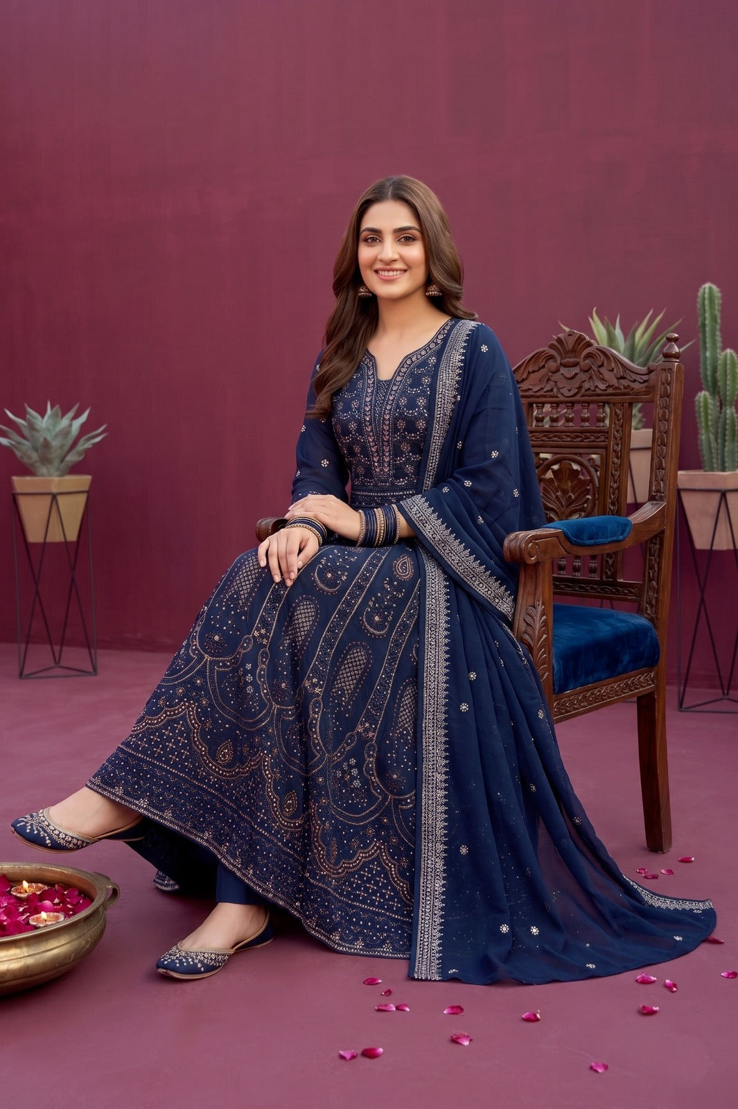 Emaan Adeel Eshaal Chiffon Collection (ESH-07) | Luxury Embroidered Pishwas Maxi | Pehnavaa Store