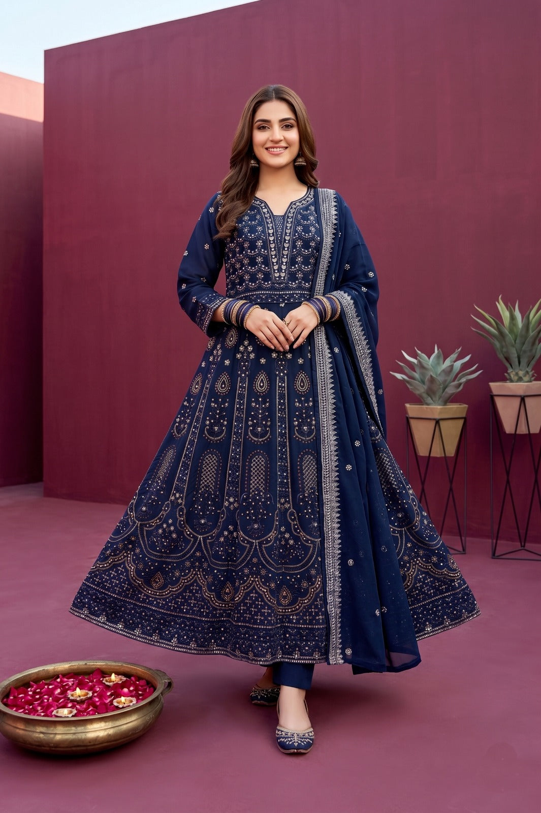 Emaan Adeel Eshaal Chiffon Collection (ESH-07) | Luxury Embroidered Pishwas Maxi | Pehnavaa Store