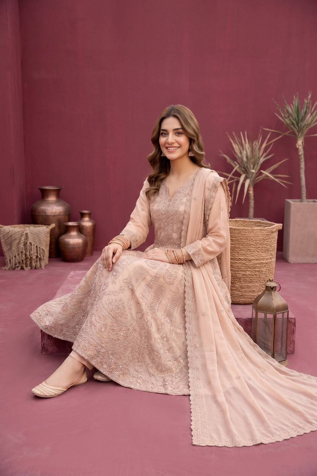 Emaan Adeel Eshaal Chiffon Collection (ESH-07) | Luxury Embroidered Pishwas Maxi | Pehnavaa Store