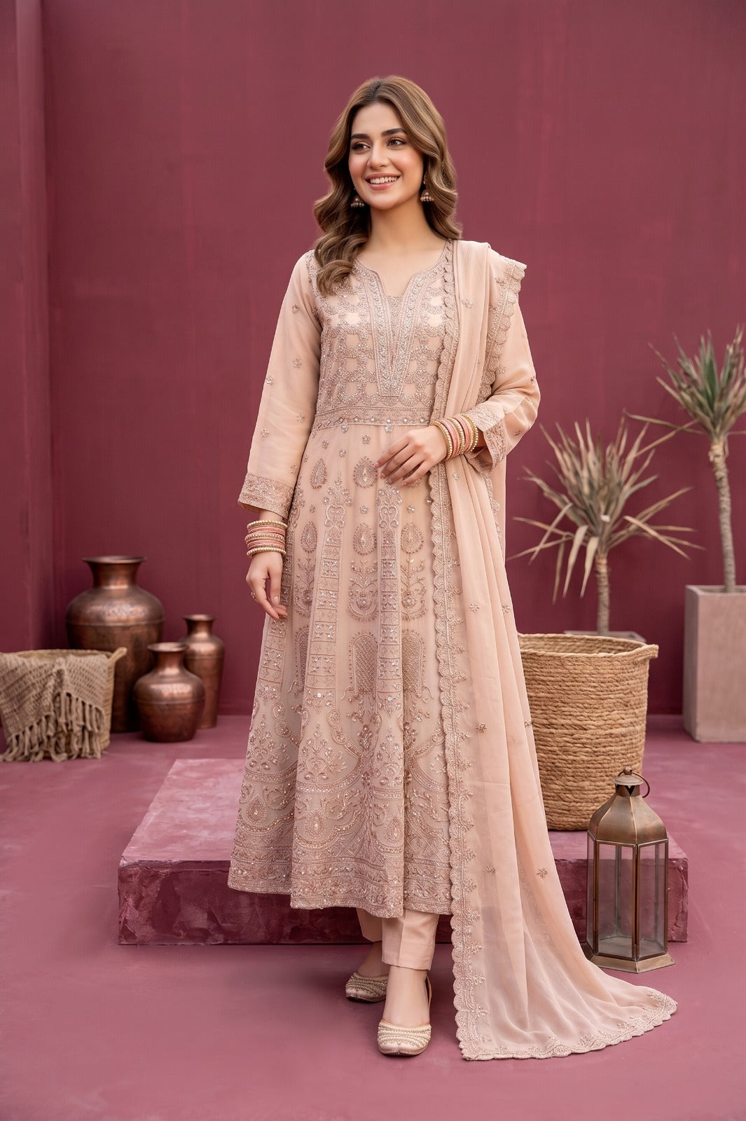 Emaan Adeel Eshaal Chiffon Collection (ESH-07) | Luxury Embroidered Pishwas Maxi | Pehnavaa Store
