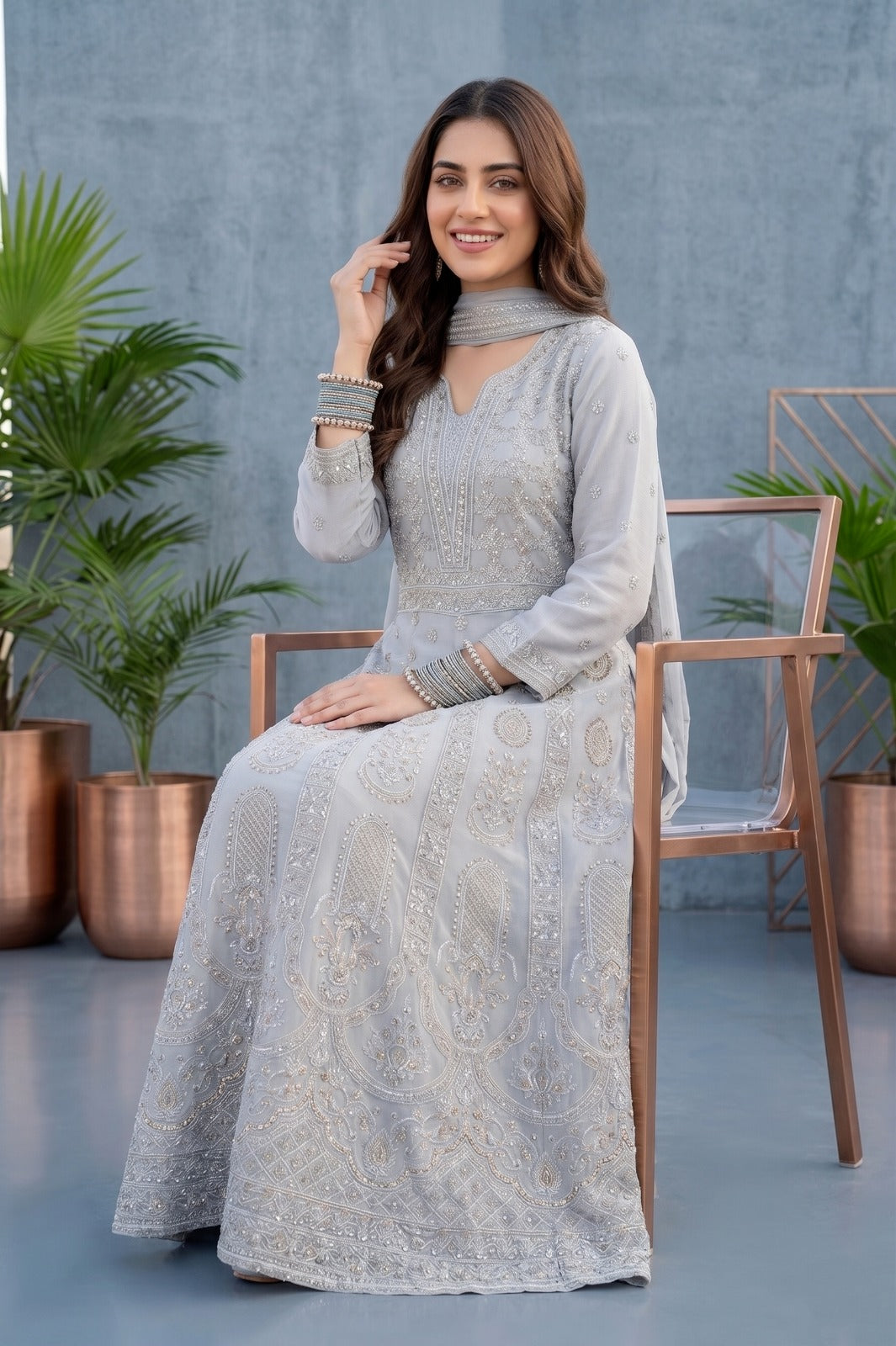 Emaan Adeel Eshaal Chiffon Collection (ESH-07) | Luxury Embroidered Pishwas Maxi | Pehnavaa Store