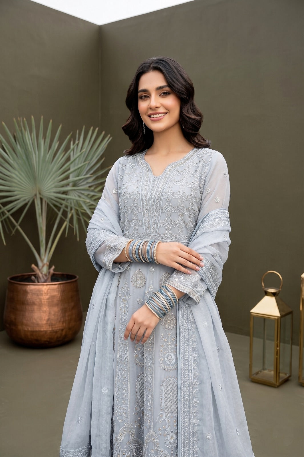 Emaan Adeel Eshaal Chiffon Collection (ESH-07) | Luxury Embroidered Pishwas Maxi | Pehnavaa Store