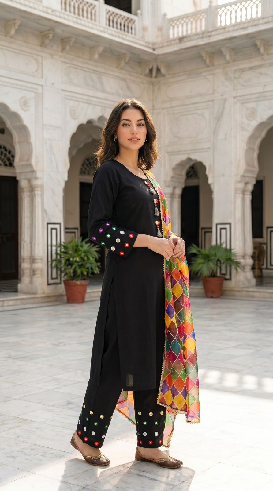 Premium Cotton Mirror Work Suit | 3-Piece Shalwar Kameez with Dupatta