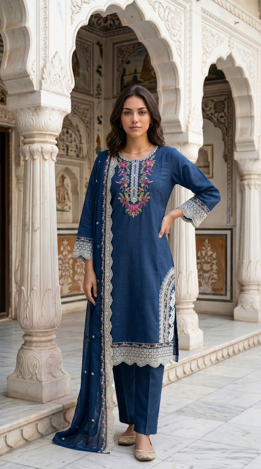 LADIES COTTON STITCHED EMBRIODERED SUIT-3 PCS