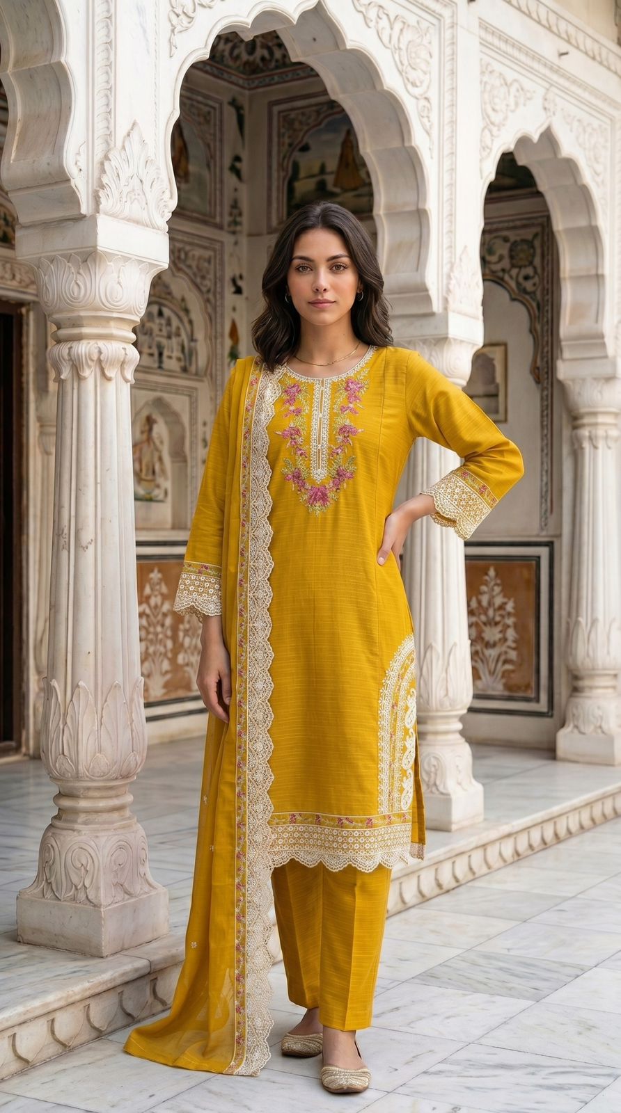 LADIES COTTON STITCHED EMBRIODERED SUIT-3 PCS