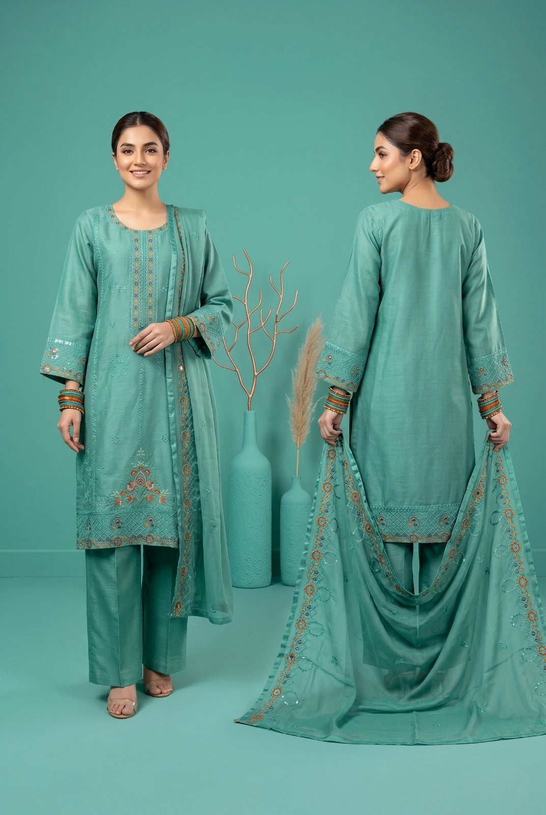 Pehnavaa Ready-to-Wear Sequence Embroidered 3-Piece Stitched Suit