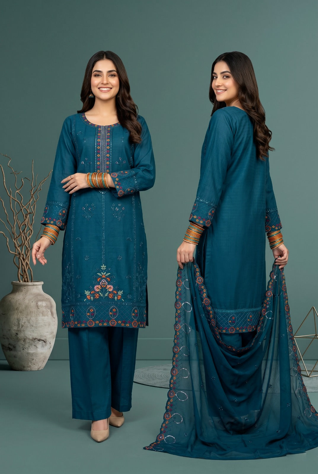Pehnavaa Ready-to-Wear Sequence Embroidered 3-Piece Stitched Suit