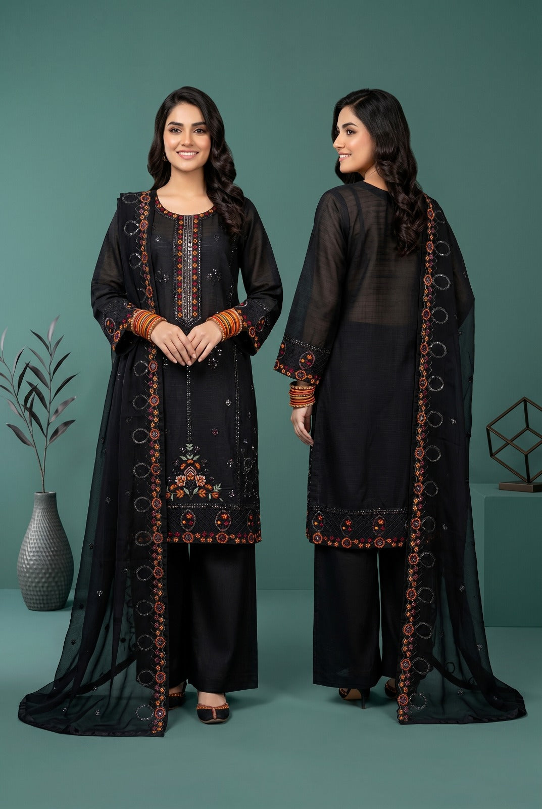 Pehnavaa Ready-to-Wear Sequence Embroidered 3-Piece Stitched Suit