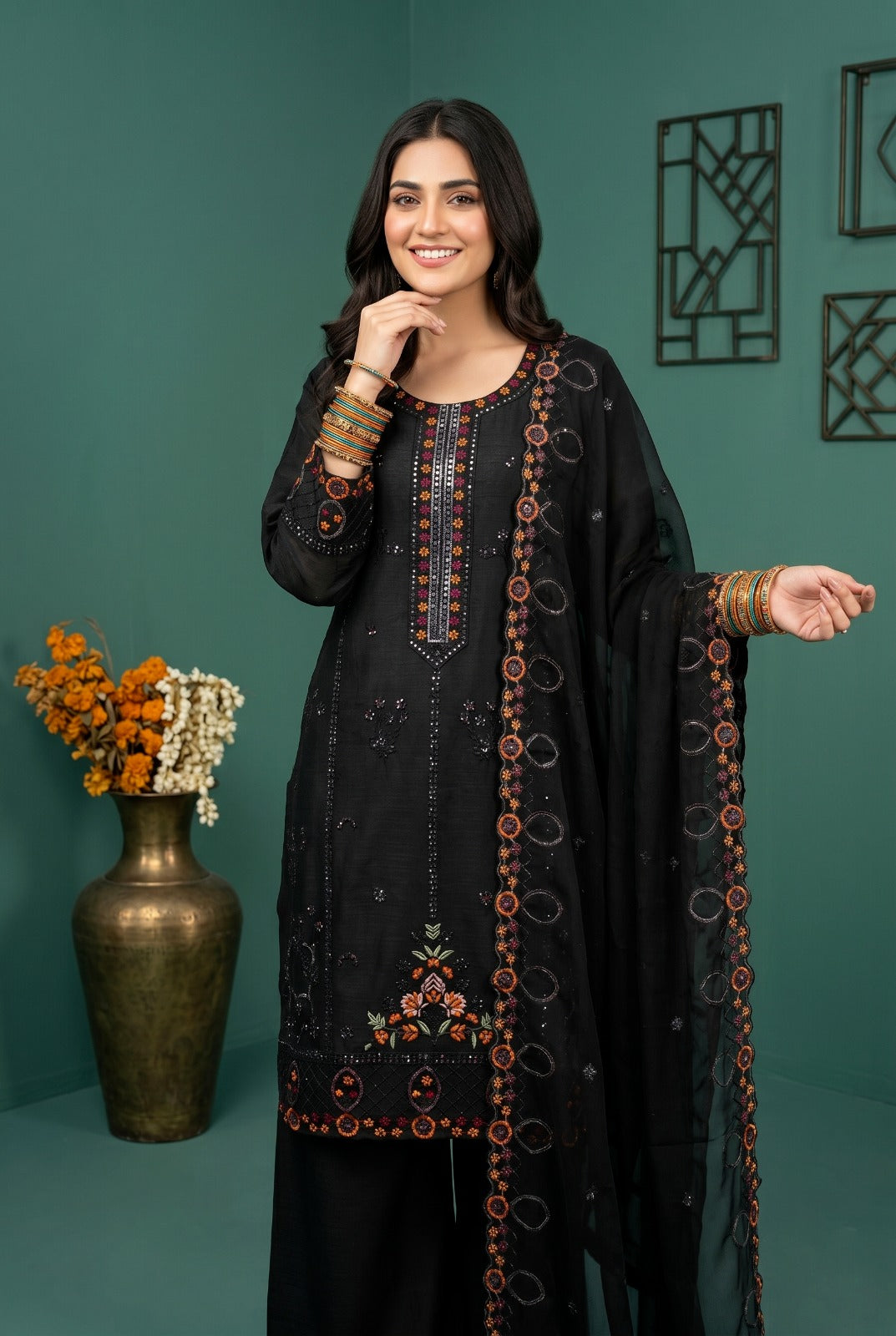 Pehnavaa Ready-to-Wear Sequence Embroidered 3-Piece Stitched Suit