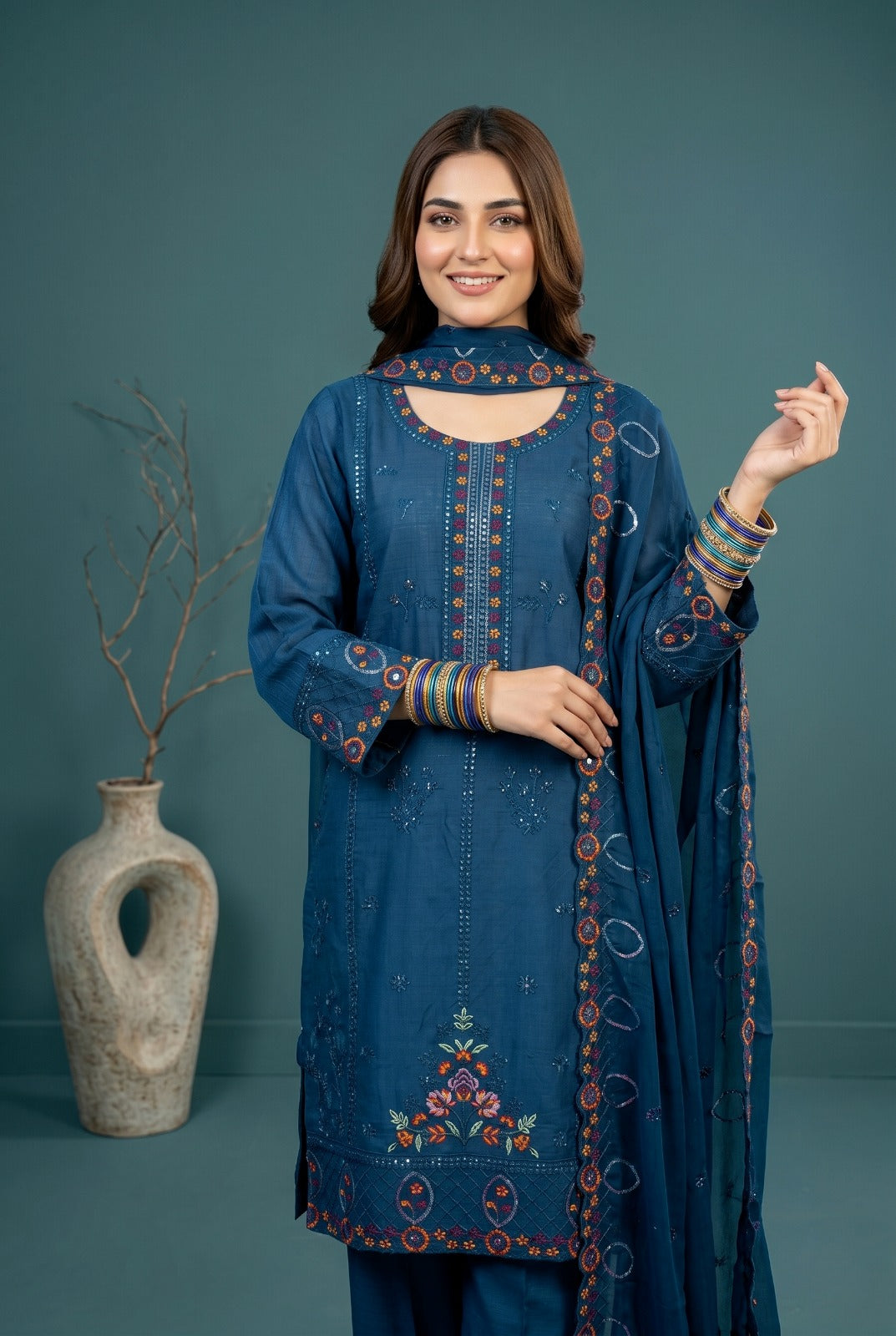 Pehnavaa Ready-to-Wear Sequence Embroidered 3-Piece Stitched Suit