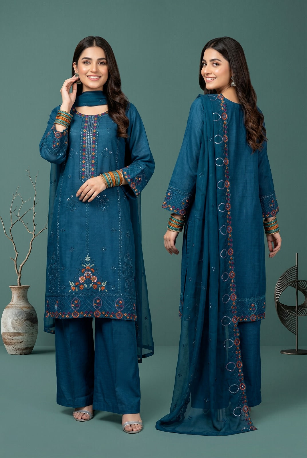 Pehnavaa Ready-to-Wear Sequence Embroidered 3-Piece Stitched Suit