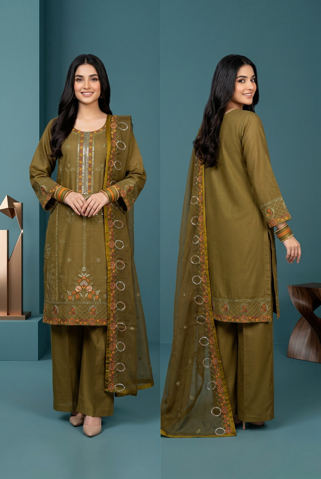 Pehnavaa Ready-to-Wear Sequence Embroidered 3-Piece Stitched Suit