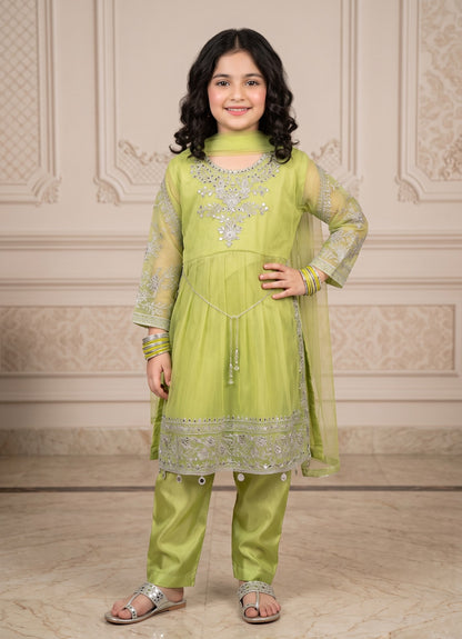 Kids Chiffon Embroidered 3Pc Suit