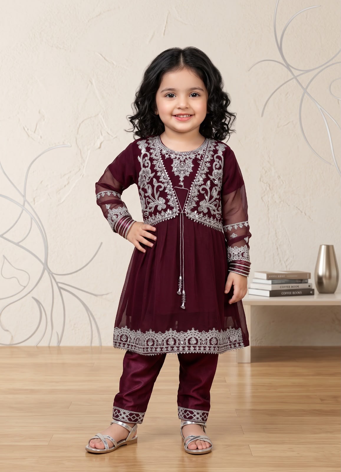 Kids Chiffon Jacket Style 3Pc Suit