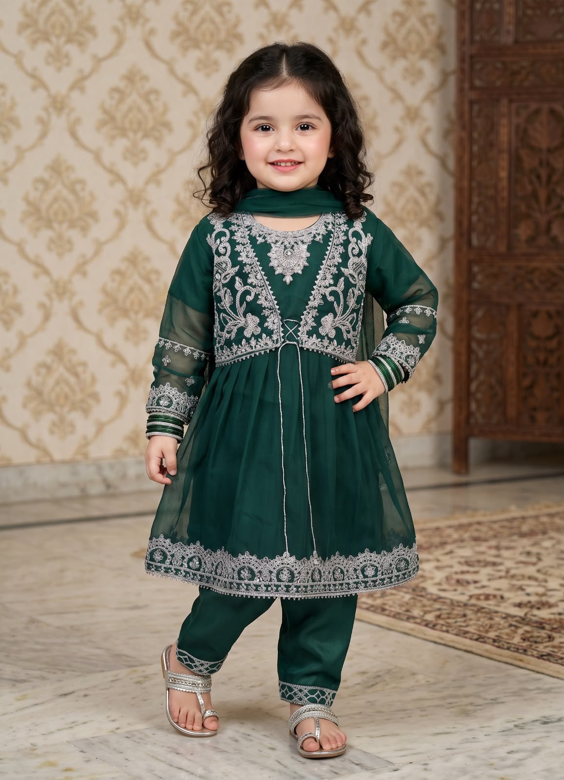 Kids Chiffon Jacket Style 3Pc Suit