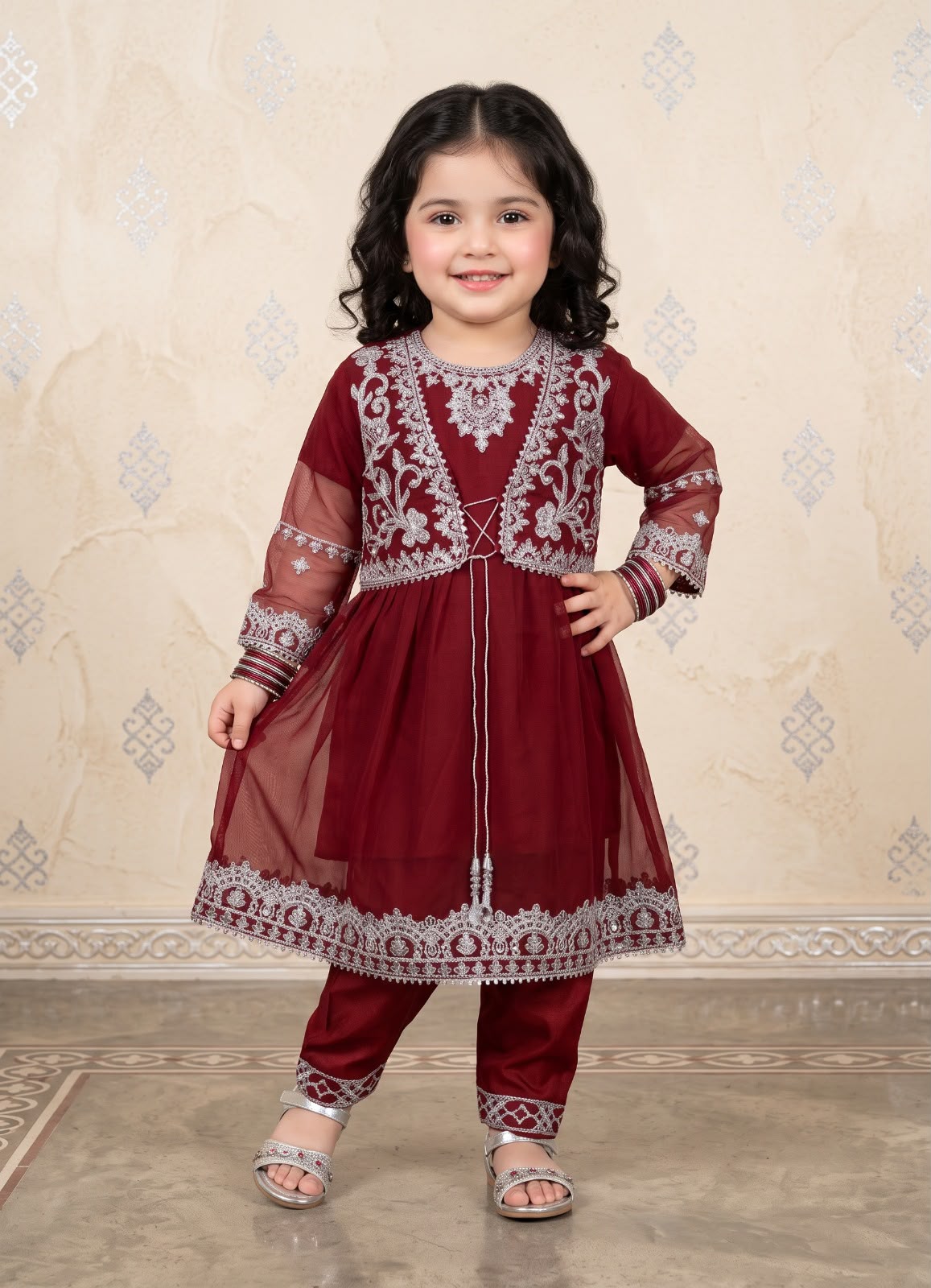 Kids Chiffon Jacket Style 3Pc Suit