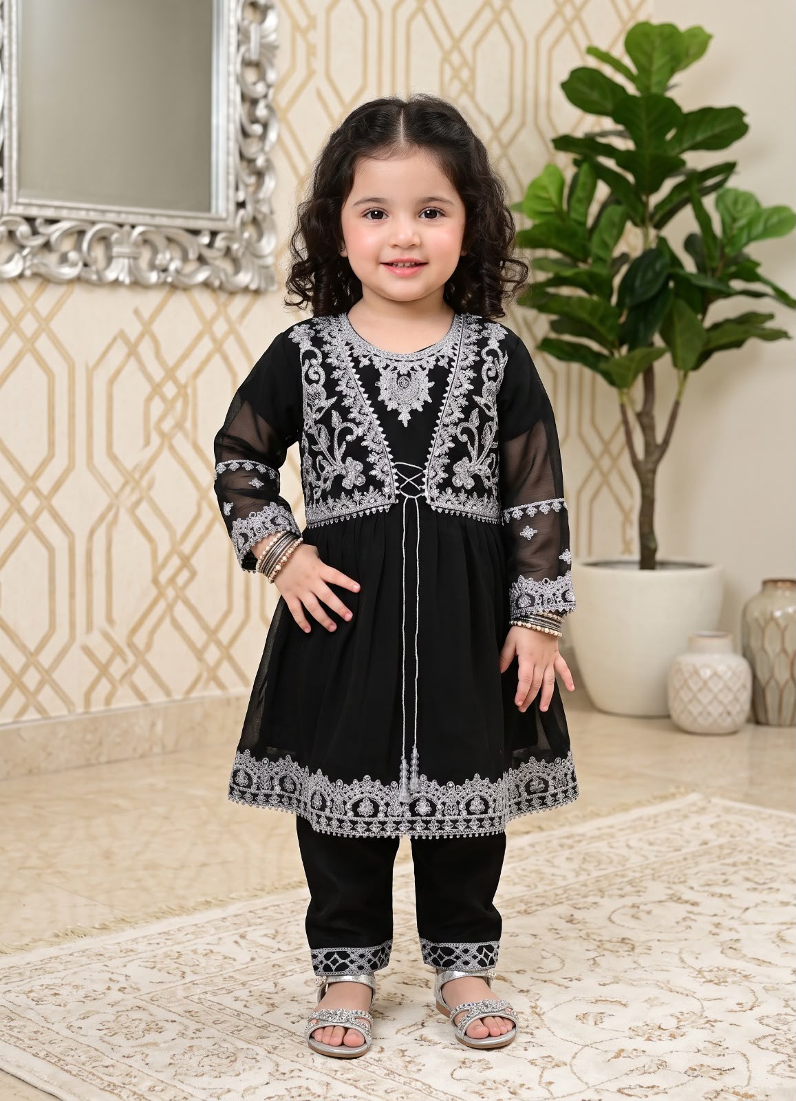 Kids Chiffon Jacket Style 3Pc Suit