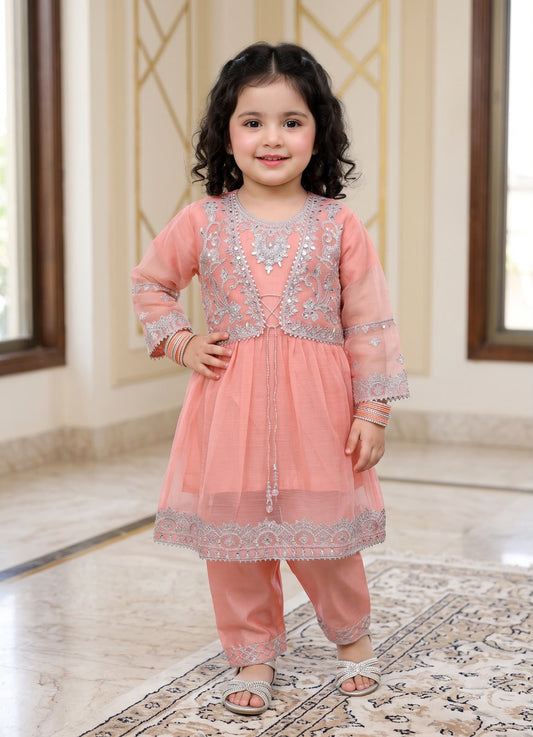 Kids Chiffon Jacket Style 3Pc Suit