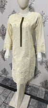 Cream Embroidered Ladies suit with a Floral Chiffon Dupata