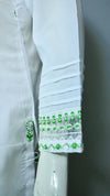 White Ladies Suit with Green Embroidery 2 PC Kurta Style AZAADI SALE