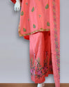 Blush Elegance – Pink Cotton Embroidered 3PC Summer Suit