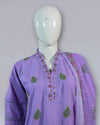 Lavender Grace – Light Purple Cotton Embroidered 3PC Summer Suit