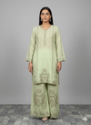 2PC WINTER COTTON EMBROIDERED DRESS