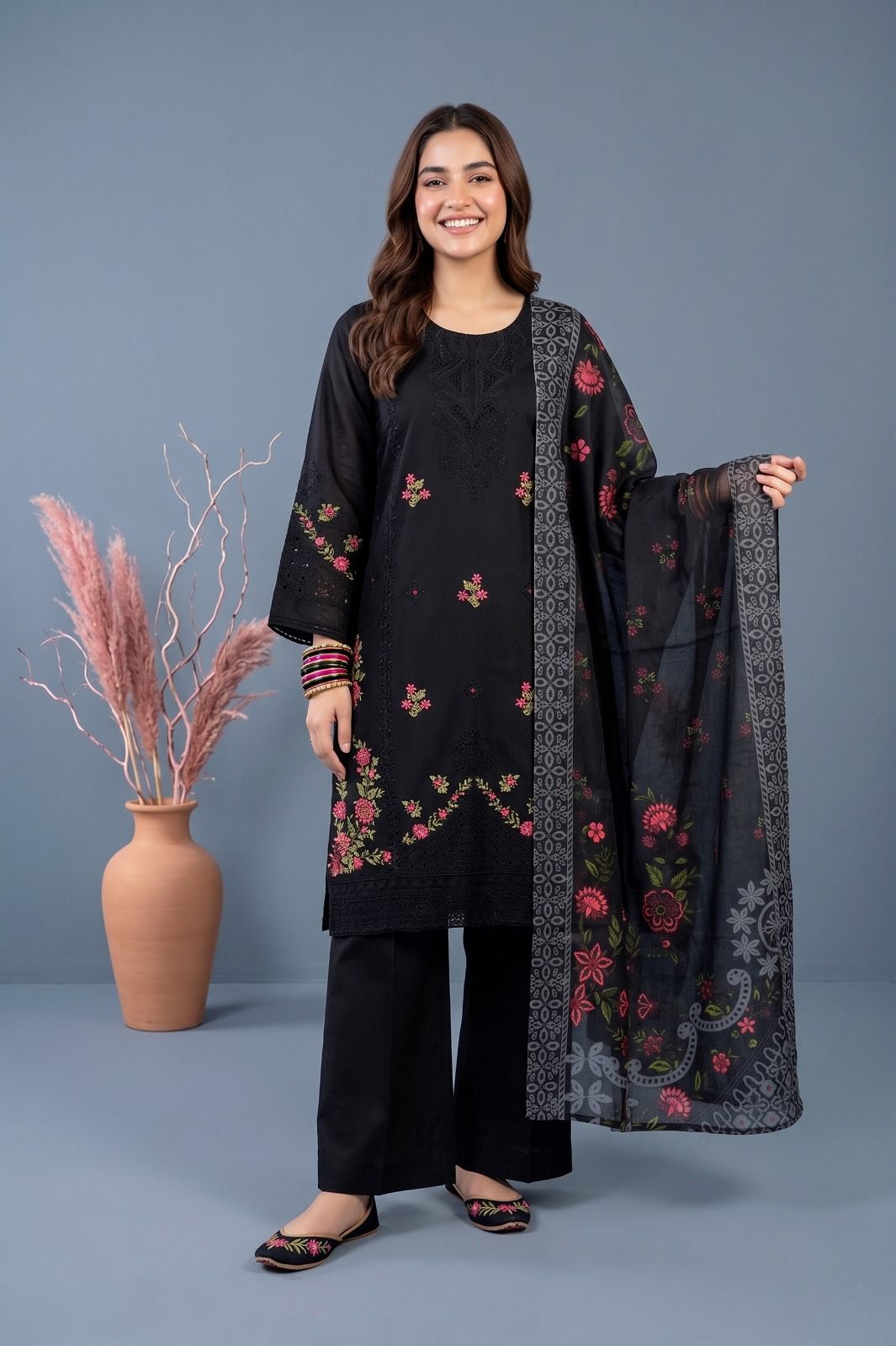 Peach Blossom - Embroidered Cotton 3-Piece Suit
