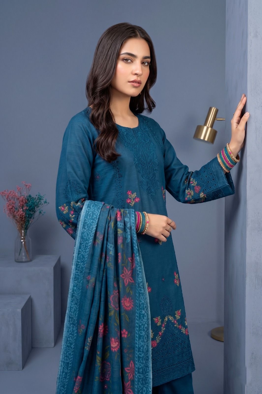 Peach Blossom - Embroidered Cotton 3-Piece Suit